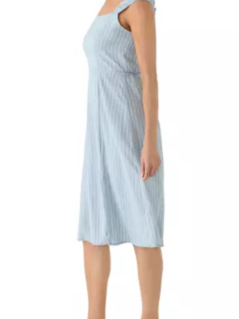 june & hudson Light Blue and White Striped Midi Dress